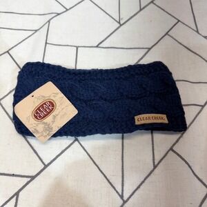 Clear Creek Headband OSFM Navy Blue Cable Knit Faux Fur Lined CC-HB-103